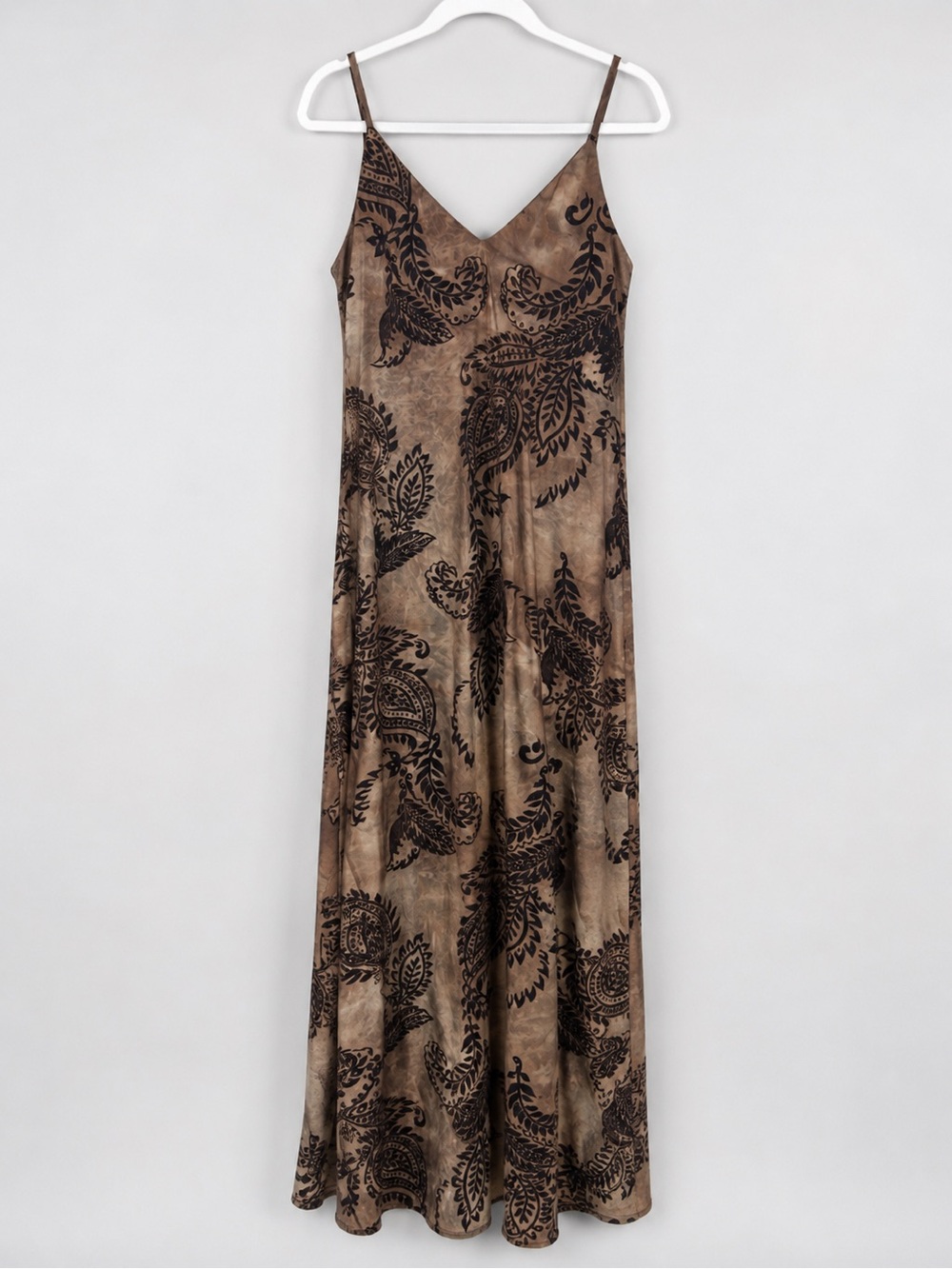 The Vintage Shop Western Brown/Black  Paisley Slip Maxi Dress